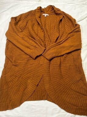 Woman Within Open-Front Cardigan Sweater in Rust Orange